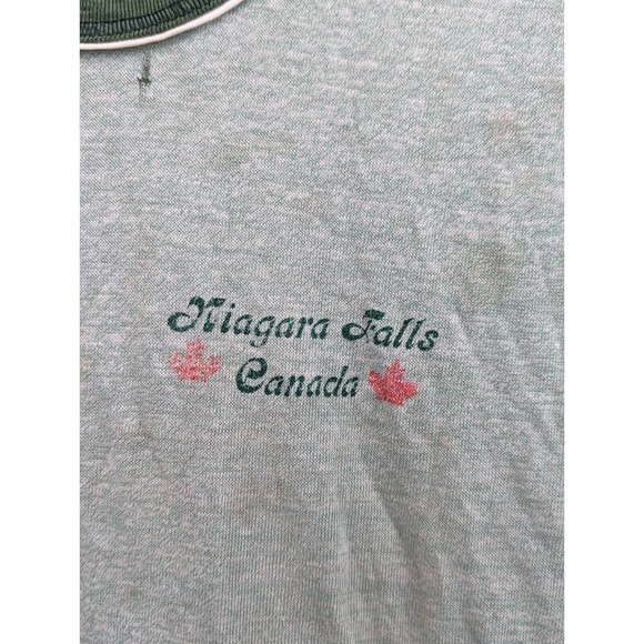 Vintage Sunburst Fashions Ringer T-Shirt Niagara Falls Canada Souvenir Green S M - Picture 4 of 8